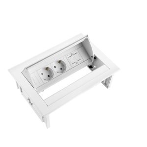 Filex Power Desk In – 2x 230V + 1x Keystone - White