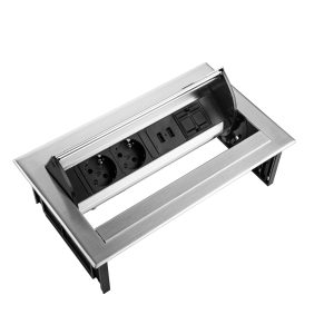 Filex Power Desk In – 2x 230V + 2x USB Chargers + 1x Keystone - Inox stainless steel