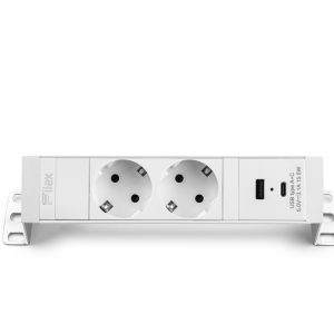 Filex Power Desk Up® 1.0 – 2x 230v, 1x USB A+C Charger – White